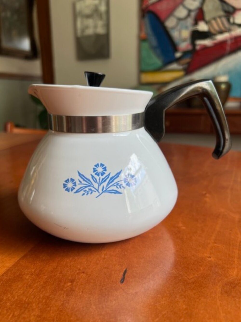 Vintage Blue Cornflower Corning Ware 6 Cup Coffee Tea Pot USA